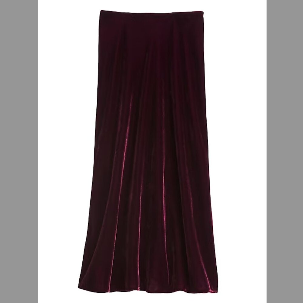 Banana Republic Velvet Midi Slip Skirt NWT